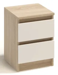 Szafka nocna mała 30x30x40, 2 szuflady komoda stolik nocny Dąb Sonoma Biały