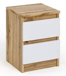 Szafka nocna mała 30x30x40, 2 szuflady komoda stolik nocny Dąb Wotan Biały