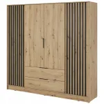 Szafa Nessa 4D Dąb Artisan 206 cm – czterodrzwiowa szafa z szufladami i lamelami