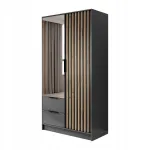 Szafa Nessa 2D Grafit z Lustrem 105 cm – nowoczesna szafa z lamelami, szufladami i półkami