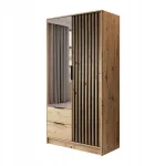 Szafa Nessa 2D Dąb Artisan z Lustrem 105 cm – szafa z lamelami, szufladami i półkami