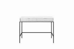 Toaletka Livaro biała 104 cm – glamour toaletka z szufladami i czarnymi nogami