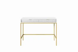 Toaletka Livaro Biała 104 cm – glamour toaletka z szufladami i złotymi nogami