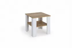 Ława stolik kawowy z półką Dąb Wotan nogi Białe 55 cm