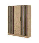 Szafa Nessa 3D Dąb Artisan 155 cm – trzydrzwiowa szafa z szufladami i lamelami