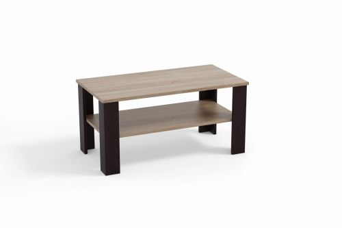 Stolik kawowy z półką 100x55 cm dąb sonoma nogi kasztan wenge